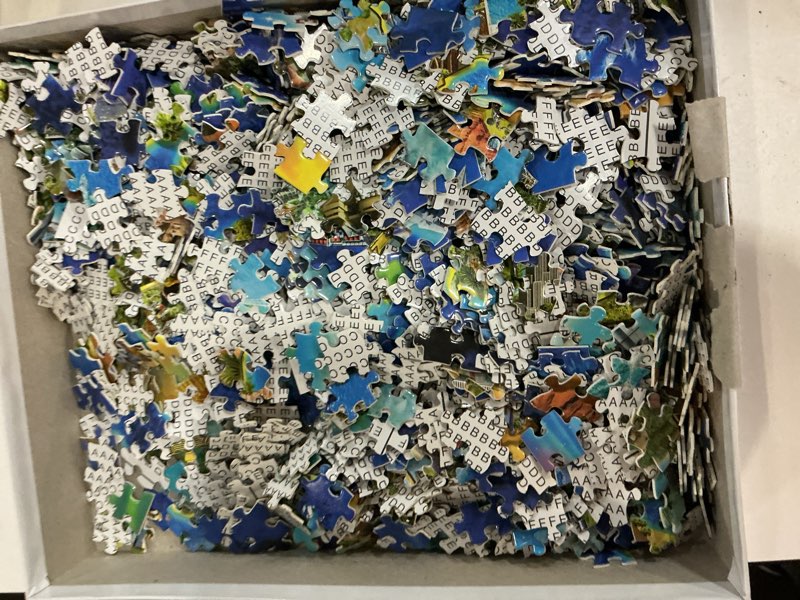 Condition photo showing Good Condition for buffalo games dowdle, la jolla cove, 1000 piece puzzle for adults | precision-cut pieces with snap fit, poster included for reference, made in usa, colorful beach scene & hidden details