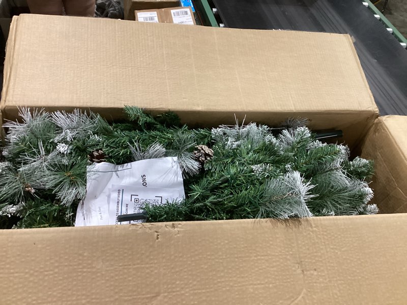 Condition photo showing Good Condition for yitahome 6ft prelit scotch pine christmas tree with remote control, pre-decorated frosted christmas tree with pine-cones & needles, warm white/multicolor changing lights for home/office green with pine cones 6ft