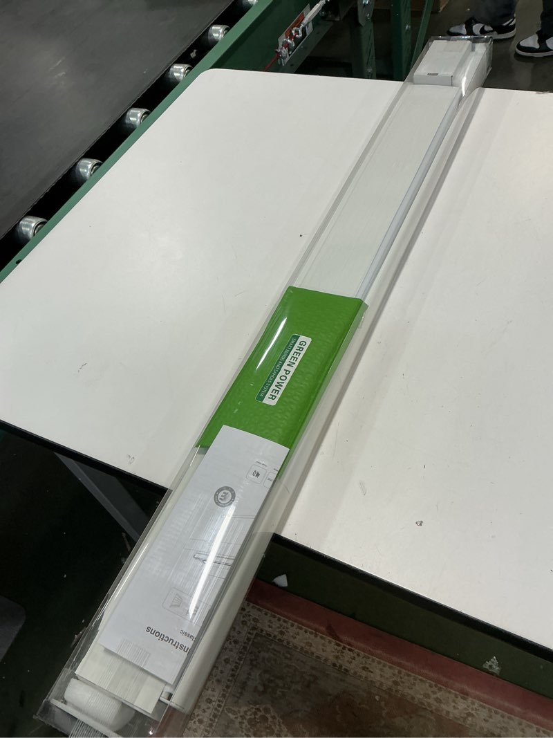 Condition photo showing New/Like New for DENFOON Motorized Zebra Blinds, Solar Powered Dual Layer Automatic Shades with Remote Control, Rechargeable Smart Blinds Horizontal Wireless Electric Shades for Windows, Custom Size, White? 34 x 72 White 34"W x 72"H