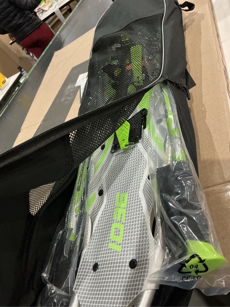 Condition photo showing Good Condition for g2 21/25/30/36 inches light weight snowshoes with toe box, eva padded ratchet binding, heel lift, flexible pivot bar, durable back strap, trekking poles, carrying bag, snow baskets(6 colors available) avocado green 36"(up to 300lbs)