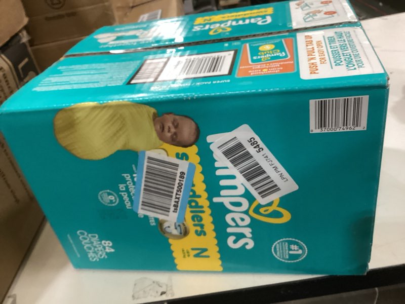Condition photo showing As Is for Pampers Swaddlers Diapers, Size 0 (up to 10 lbs), 84 Count, Absorbent, Keeps Baby Dry and Comfortable, Skin Safe Disposable Baby Diaper (Packaging May Vary) Newborn 84