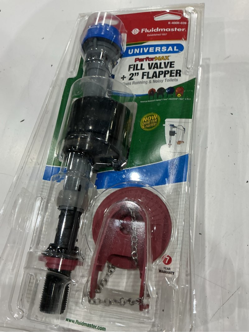 Condition photo showing As Is for fluidmaster k-400h-039 performax toilet fill valve and 2" flapper repair kit