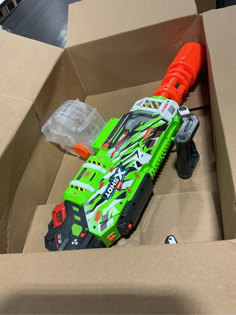 Condition photo showing As Is for xshot hyper gel glow motorized gatling blaster with 10,000 gel pellets by zuru, motorized gel blaster outdoor toy for boys and girls, teens and adults aged 14+