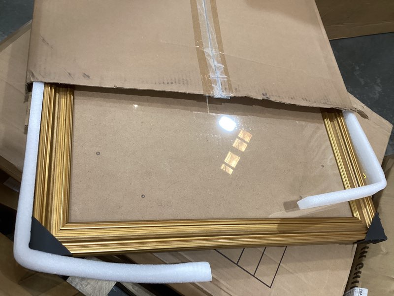 Condition photo showing Good Condition for gulethun 18x22 frame, transitional modern design picture frames, 18 by 22 rustic poster frame for home decor, gold vintage photo frame, horizontal or vertical display, choose size & color gold 18x22in