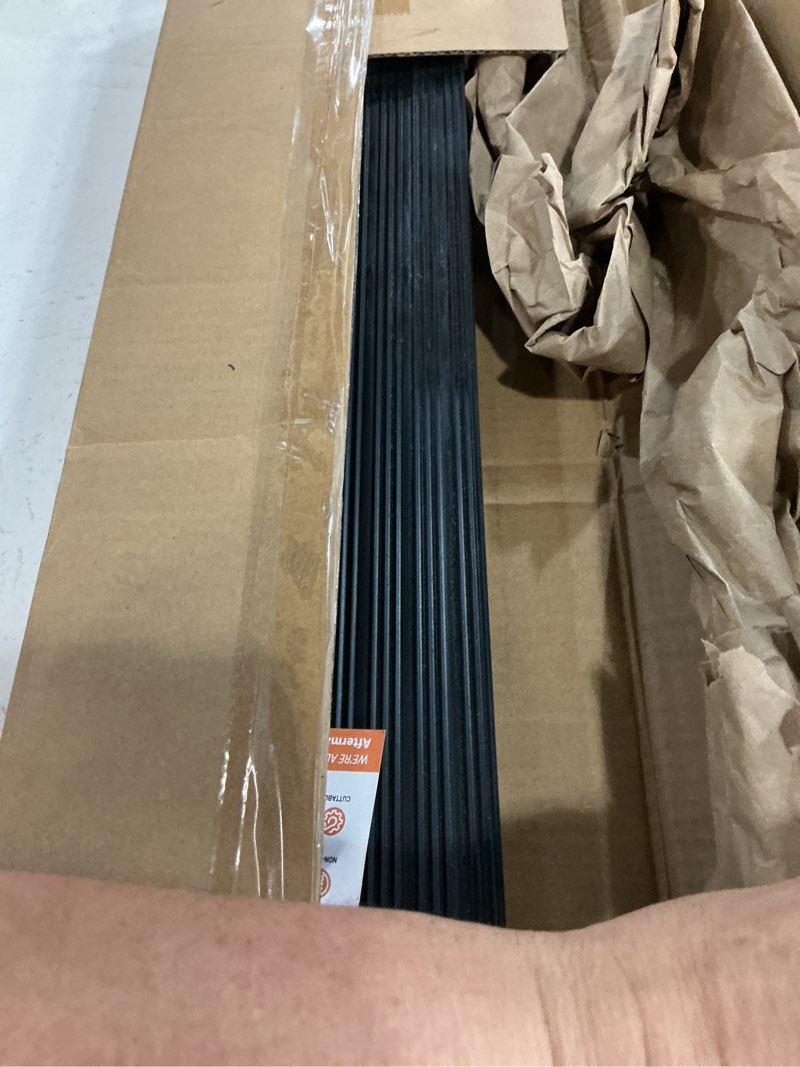 Condition photo showing New/Like New for 1.6" rise threshold ramps for doorways, 2000 lbs load capacity, 35.5" wide natural rubber power wheelchair ramp is adjustable and cuttable for doorways, curb, sweeper, power scooters, bathroom