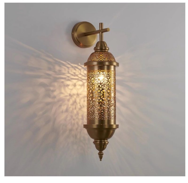 Turkish Moroccan Wall Lamp Antique Indian Wall Sconces Metal Lantern Wall Light for Bedroom Bedside 