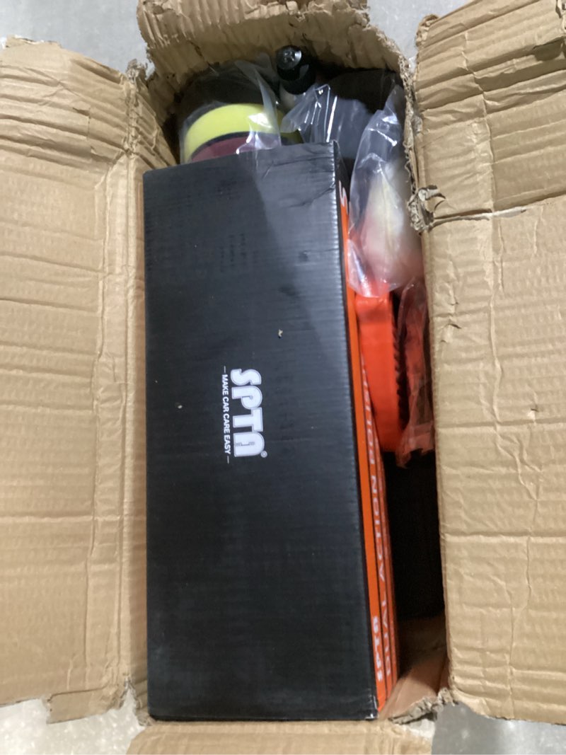 Condition photo showing As Is for spta mini orbital polisher - 3 inch 10mm/780w variable speed dual action with polishing pads, sanding discs, pad conditioning brush