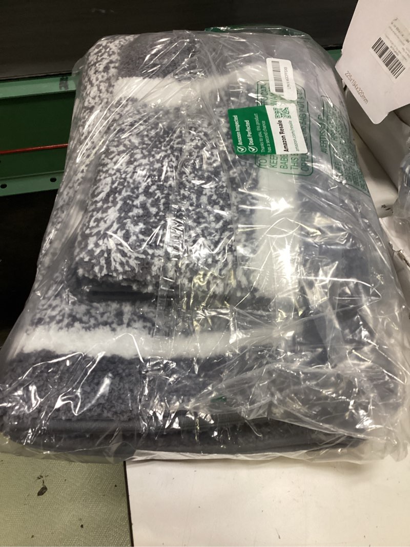 Condition photo showing Good Condition for pauwer bathroom rug mat set 3 piece, microfiber shaggy bath set, non-slip ultra soft carpet mats, absorbent with u-shaped toilet for bathroom, tub, shower, dark grey dark grey 18"x26"+18"x48"+u shape 20"x24"