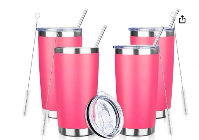 ATIKZHE 20oz Tumbler with Straw and Brush, Stainless Steel Vacuum Insulated tumbler, Double Wall Ins