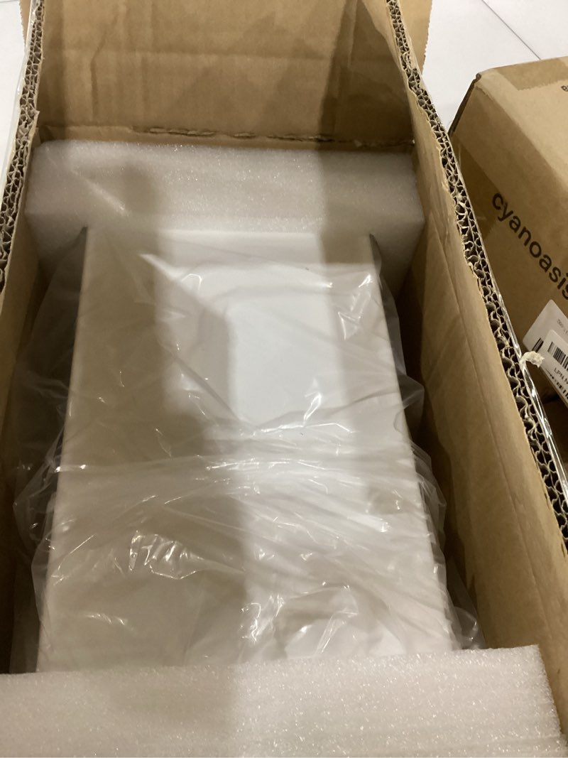 Condition photo showing Good Condition for food display stands, 4 pcs acrylic buffet risers for party table, u-shaped tiered acrylic display risers for catering dessert drink party supply, scalloped serving tray for cupcake fruit (glossy white 4 pcs)