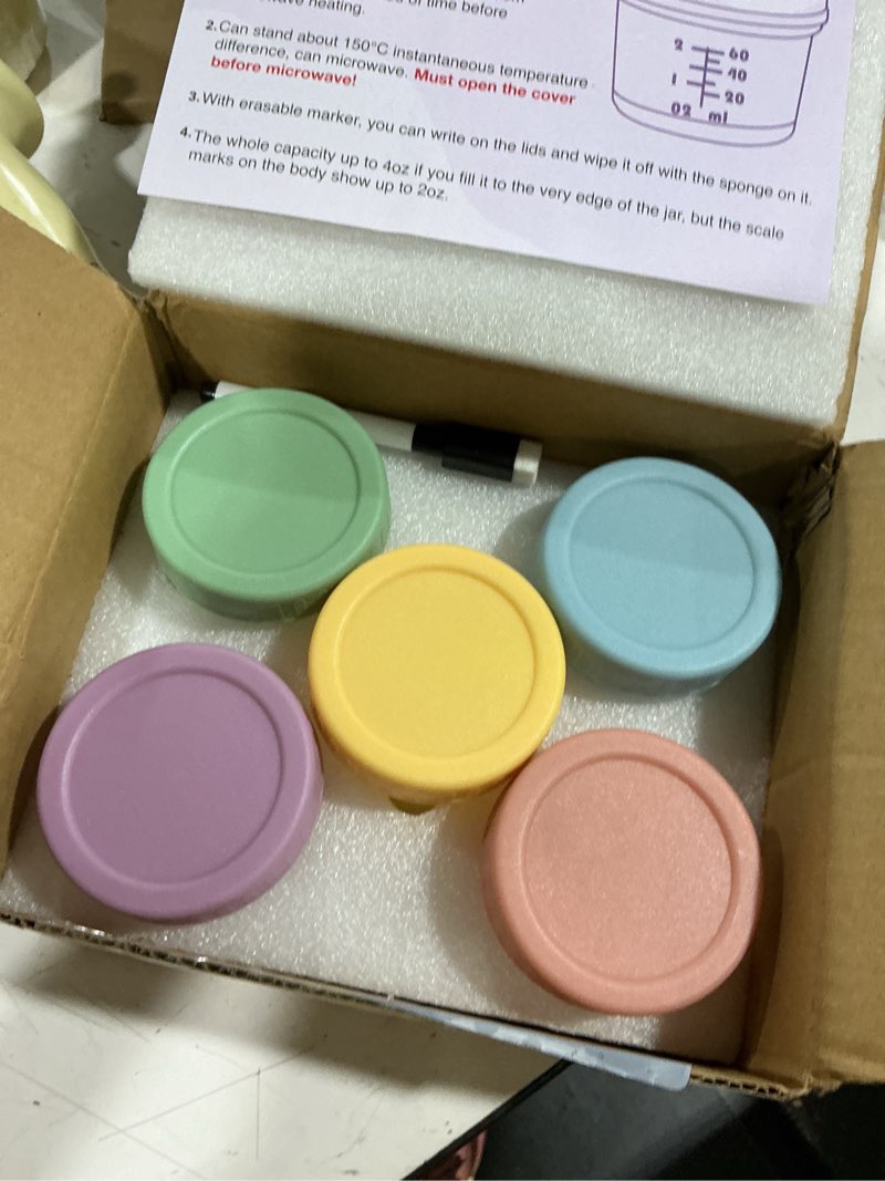 Condition photo showing Good Condition for rowinsydd 5 pack glass baby food storage containers, 4 oz leakproof baby food jars with lids, small glass food containers for infant baby, freezer & microwave safe, bpa free 5p