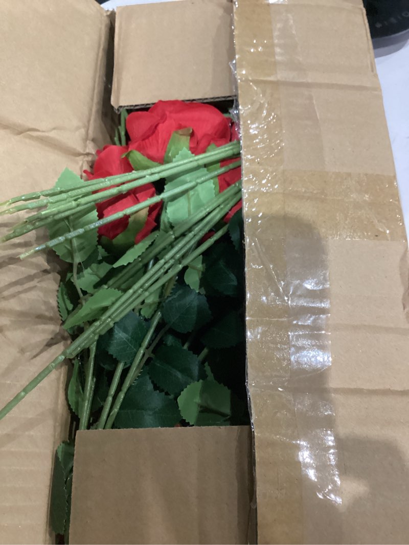 Condition photo showing Good Condition for 60 Pcs Artificial Roses Bulk Velvet Silk Roses Red Rose Flowers for Wedding Centerpieces Bridal Bouquet Mohter's Day Valentine's Day Christmas Home Decor (60, Red) Red 60