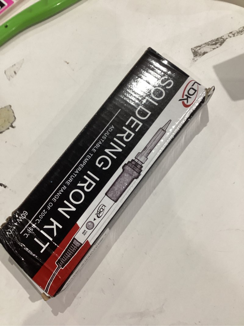 Condition photo showing Good Condition for LDK Soldering Iron Kit Electronics, [Upgraded] Full Set 60W 110V Adjustable Temperature Welding Tool with 5pcs Different Tips, Stand, Tweezers, Sponge, Flux Pen, Solder Wire and User Manual 12-in-1