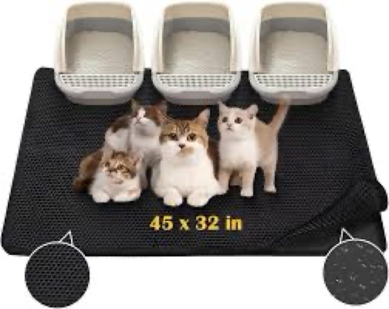 TidyNuts Cat Litter Mat,45"x32" Extra Large Cat Litter Box Mat,Honeycomb Double Layer Kitty Litter T