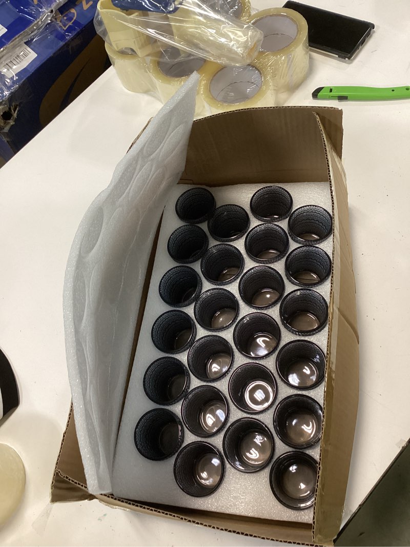 Condition photo showing New/Like New for 24 Pcs Votive Candle Holders, Dark Blue Glass Candle Holder Bulk for Table Centerpiece, Tea Lights Candle Holders for Wedding Shower, Party and Home Decor
