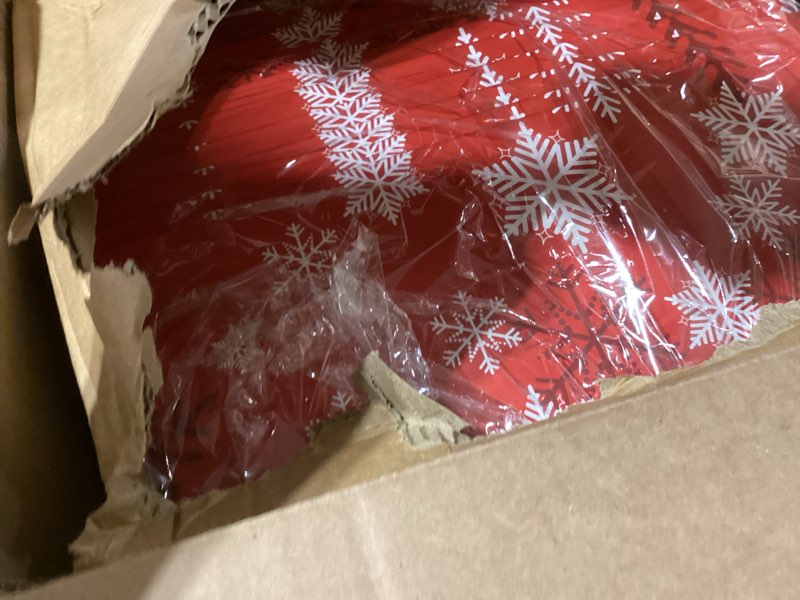 Condition photo showing Good Condition for Cholemy 12 Set Large Christmas Gift Baskets Empty 10 x 12 Inch Red Snowflake Baskets for Gifts to Fill Christmas DIY Cardboard Basket with Handles to Fill for Wedding Party