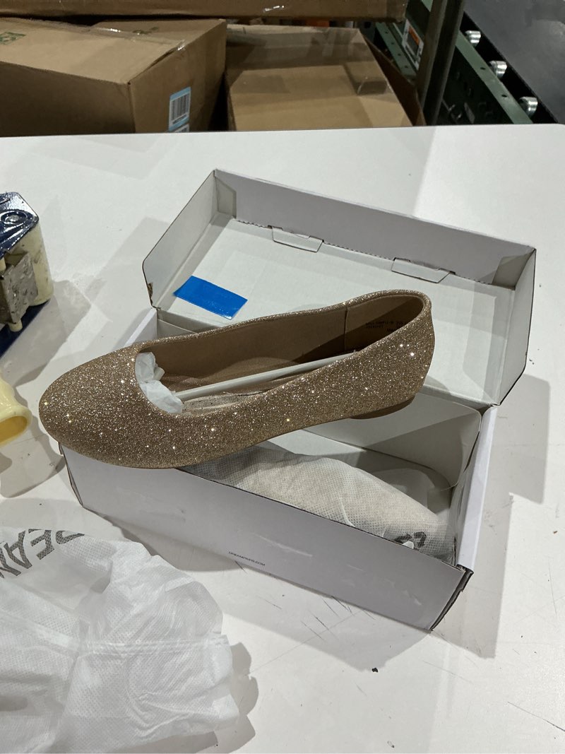 Condition photo showing Good Condition for dream pairs women's sole-simple wide width flats, ballerina walking flats, comfortable slip on shoes 6.5 wide gold/glitter