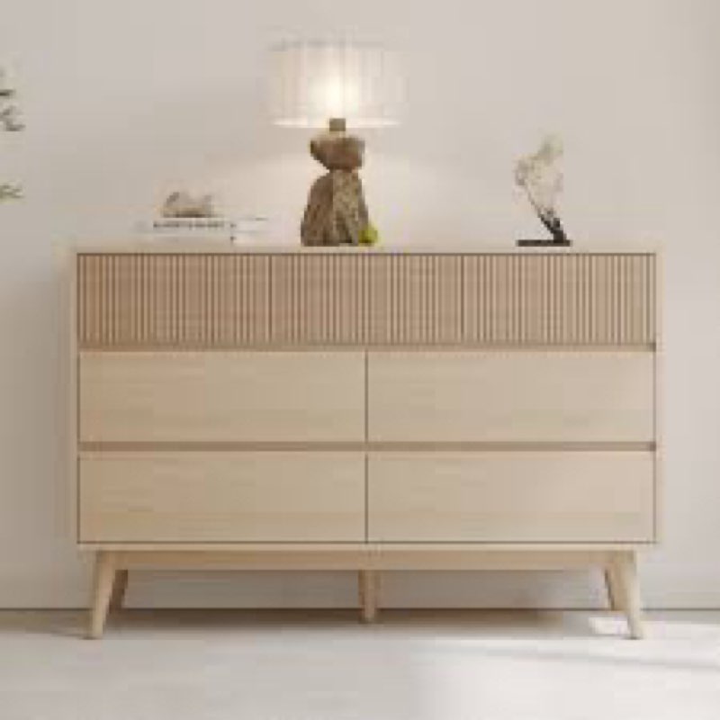 natural wood 7-drawer dresser - striped surface & pull-free drawers(incomplete)