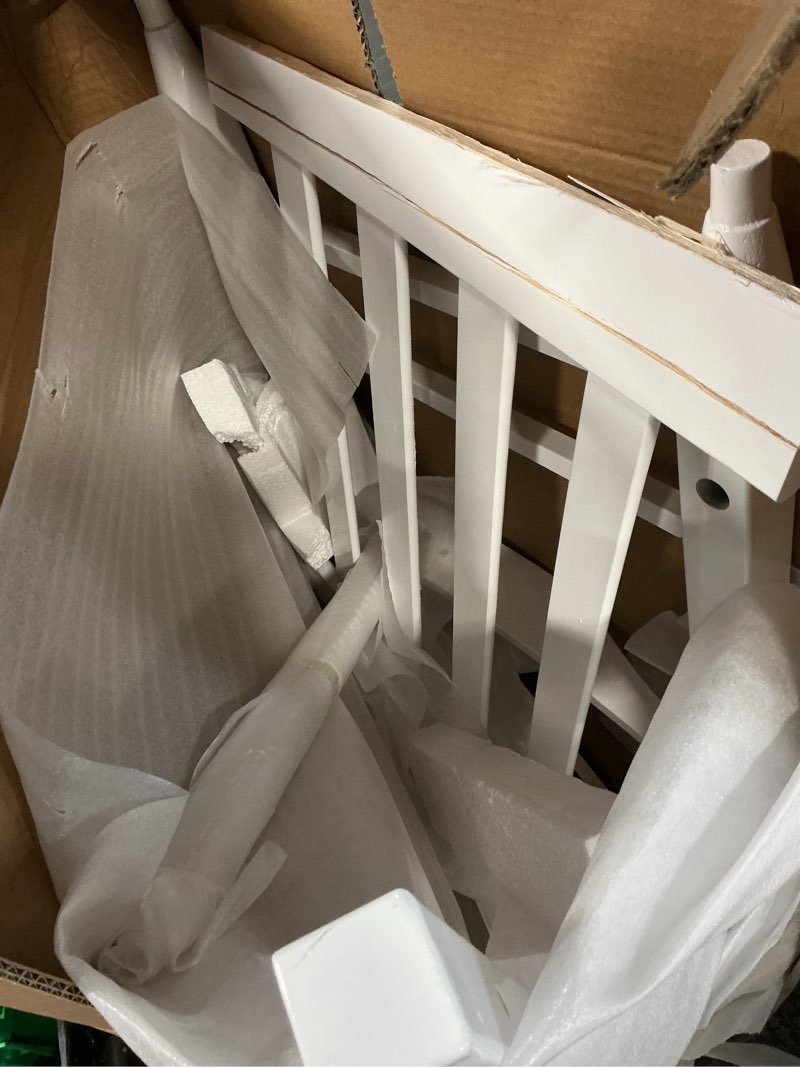 Condition photo showing As Is for style selections patio chair white wood frame rocking chair with slat seat
