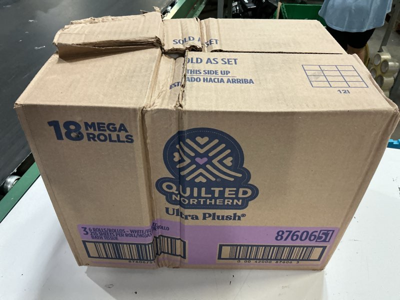 Condition photo showing New/Like New for quilted northern ultra plush toilet paper, 18 mega rolls = 72 regular rolls, 3x thicker*, 3 ply soft toilet tissue 18 mega rolls (pack of 1)