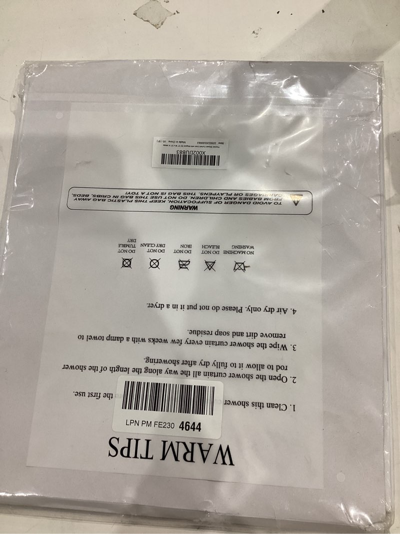 Condition photo showing Good Condition for titanker white shower curtain liner 72 x 72 plastic shower liner washable inside shower curtain liner peva shower curtains for bathroom with magnets and rustproof metal grommet holes white 72"w x 72"l (pack of 1)