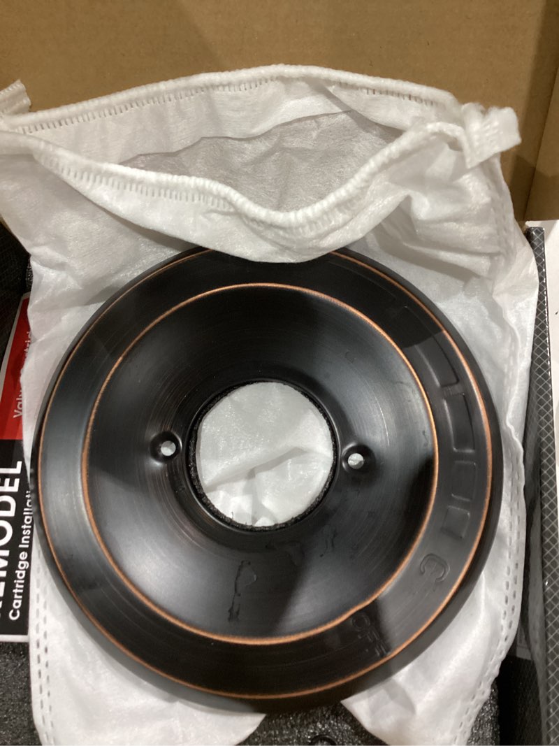 Condition photo showing As Is for replacement for delta 13/14 series bt14096 trim kit, shower cover plate with handle (cartridge and valve not included),oil rubbed bronze