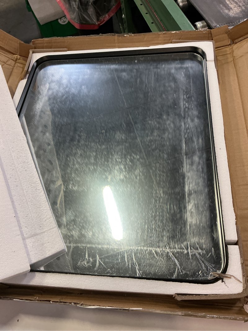 Condition photo showing New/Like New for kosmonia 20x16 bathroom vanity mirror for wall, aluminum framed, farmhouse rectangle, anti-rust, hd reflection anti-desilvering, distortion free, tempered and shatter-proof wall mounted mirror, black framed mirror-black 20"l x 16"w