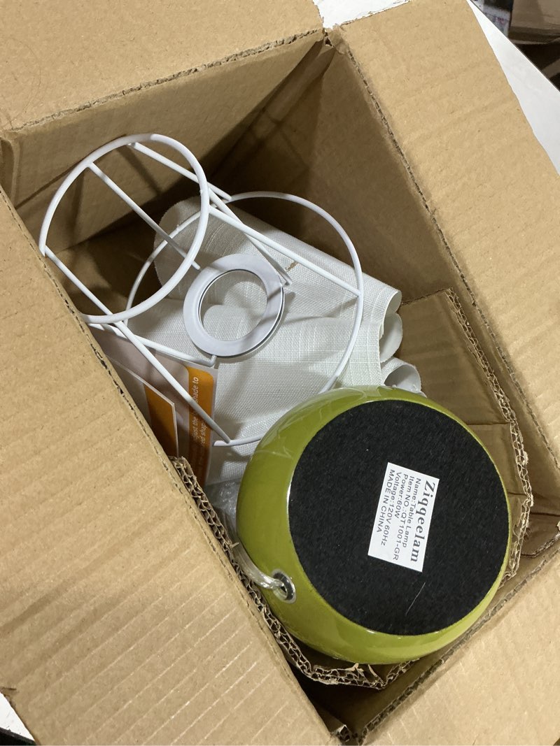 Condition photo showing Good Condition for Green Small Bedside Mini Table Lamp for Bedroom, Cute Bedroom Lamps for Nightstand, Cute Mini Table Lamps for Small Spaces with Scalloped Shade for Kitchen Counter, Bookshelf, Kids Dorm Green On/Off Switch