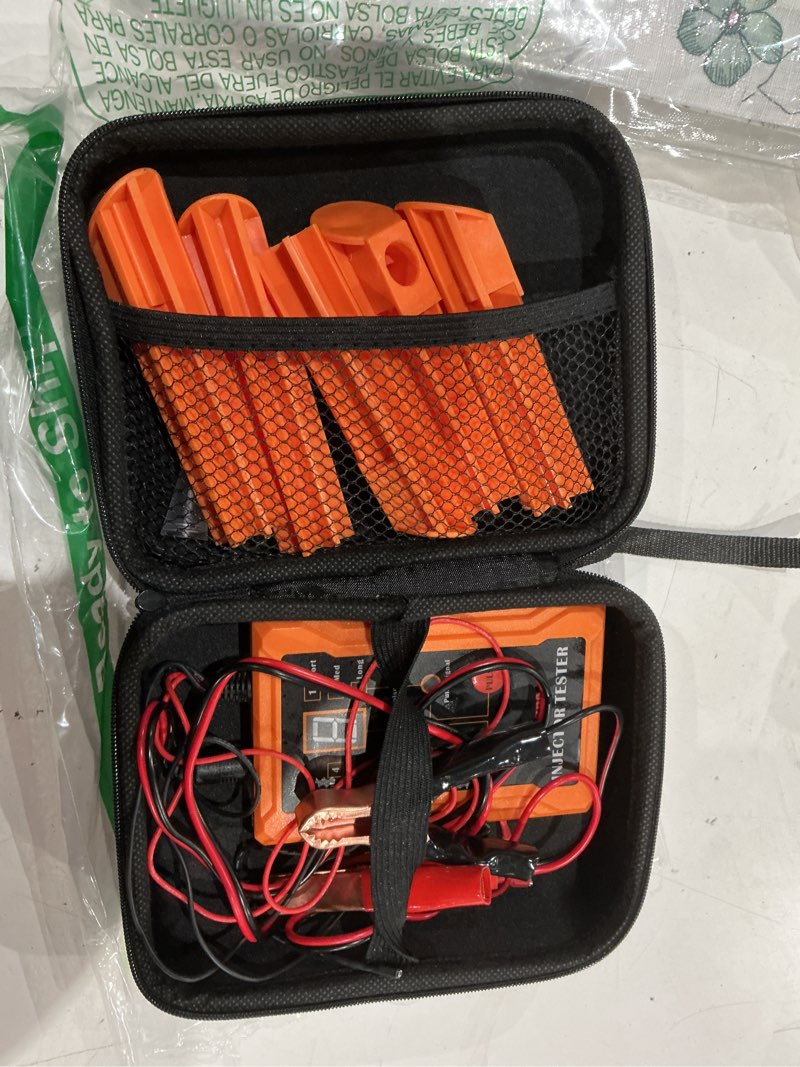 Condition photo showing As Is for universal fuel injector tester and cleaner tool kit, diy cleaning tool kit, 8 pulse modes, 4 wire dual channel for 2 fuel injectors, 8 size cleaning adapters, 12v/5v output power injector cleaner tester tool kit