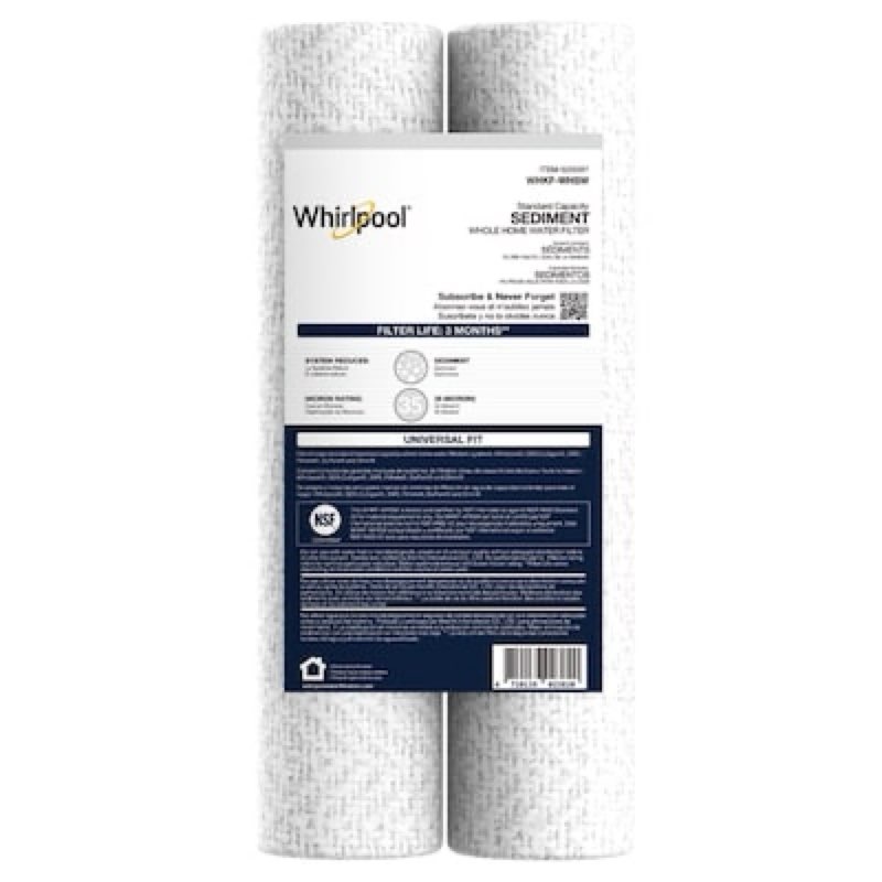 Whirlpool 10 x 2.5-in Whole House 35 Micron Sediment Water Filter, 3-Month Life, 2-Pack