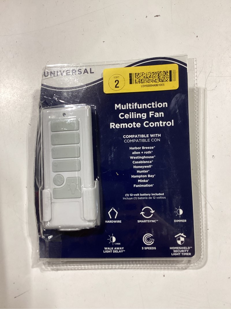 Condition photo showing Good Condition for harbor breeze universal 4.72-in 3-speed 3-setting white plastic indoor/outdoor angle mount capable handheld ceiling fan remote with receiver included
