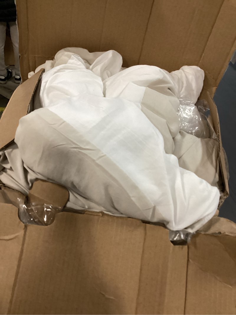 Condition photo showing As Is for Bedsure King Size Comforter Set, Reversible Beige Soft Prewashed Bedding for All Seasons, 3 Pieces Warm Down Alternative Bed Set, 1 Lightweight Comforter (104"x90") and 2 Pillowcases (20"x36") King(104"x90") 10 - Beige/White