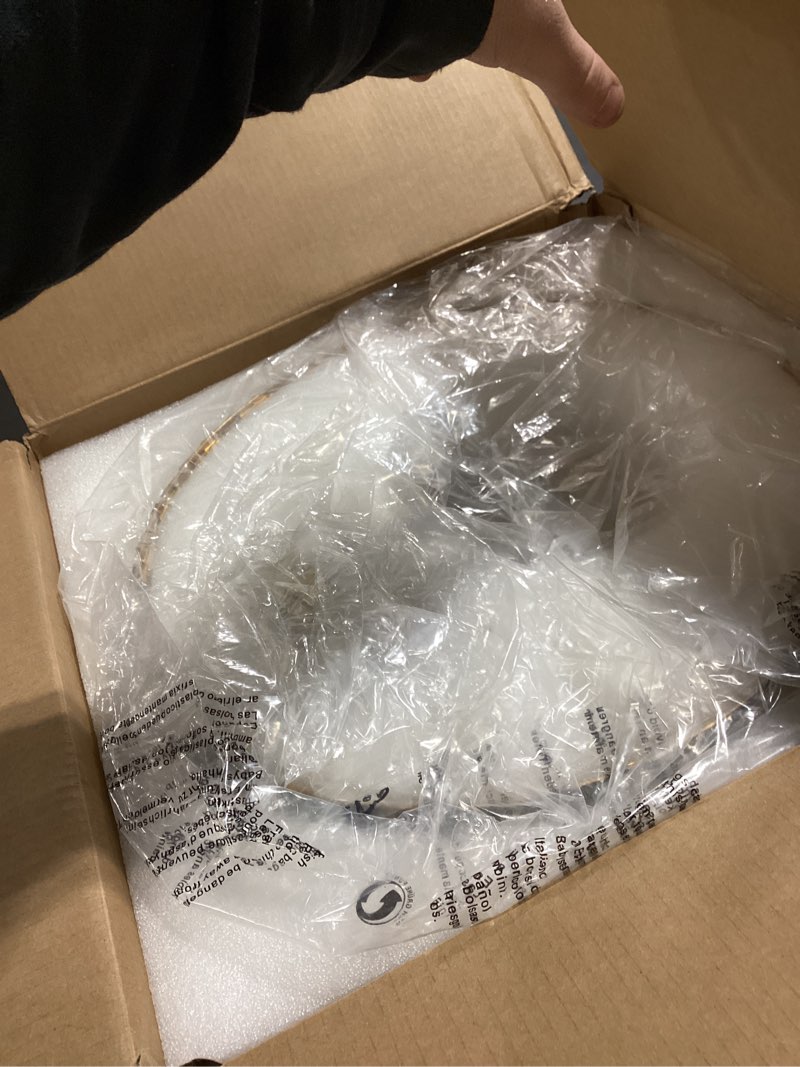 Condition photo showing Good Condition for Modern Crystal Ceiling Light Fixture, Semi Flush Mount Ceiling Light, Brushed Brass Hallway Lighting Fixtures Chandelier, Crystal Chandelier for Kitchen Bedroom Dining Room Closet, 5-Light, 16 Inch 16in 5 light Gold