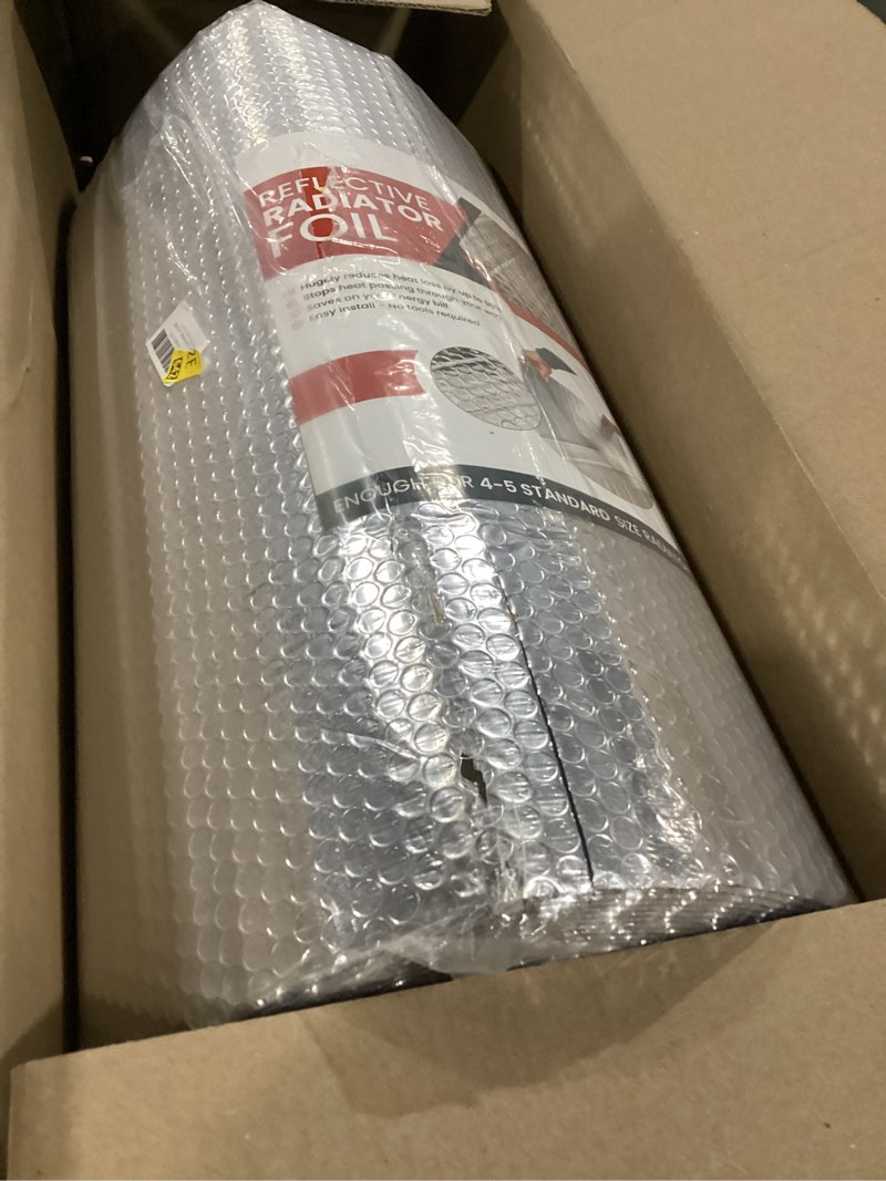 Condition photo showing As Is for (SIMILAR TO STOCK PHOTO)Reflective Bubble Insulation Sheet, Double Side Aluminum Foil Bubble Shield, Aluminum Foil Thermal Insulation Radiant Barrier for Windows, RV, Roof, Garage Door (23.6IN X 10FT) 1 23.6IN X 10FT