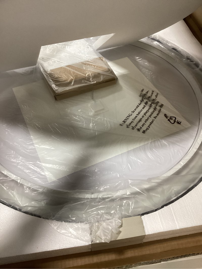 Condition photo showing Good Condition for TETOTE Round Led Lighted Bathroom Mirror Matte Black Frame 30 Inch Front and Backlit Circle Round Li