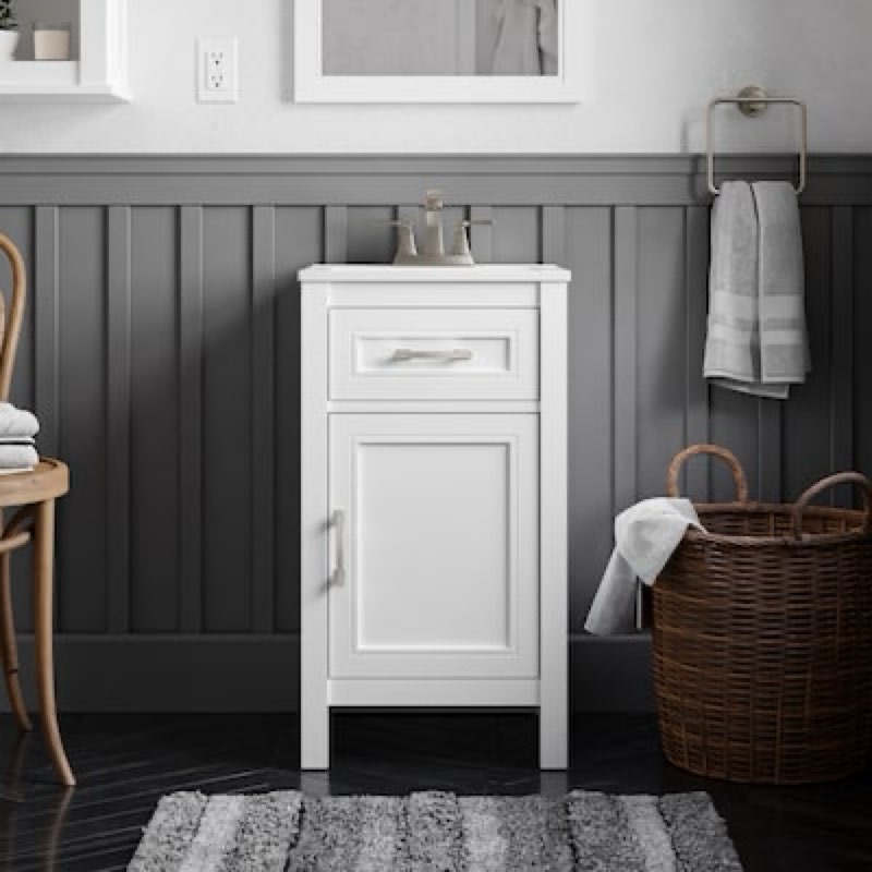 1k+ views last week allen + roth crest hill 18-in white single sink bathroom vanity with white vitreous china top