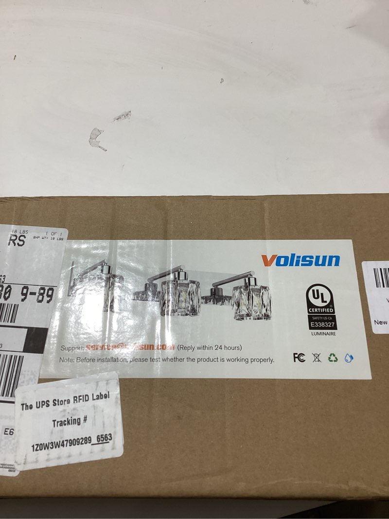 VOLISUN Crystal Vanity Lights - 6 Light Modern Stainless Steel Bathroom Light Over Mirror, Chrome Fi