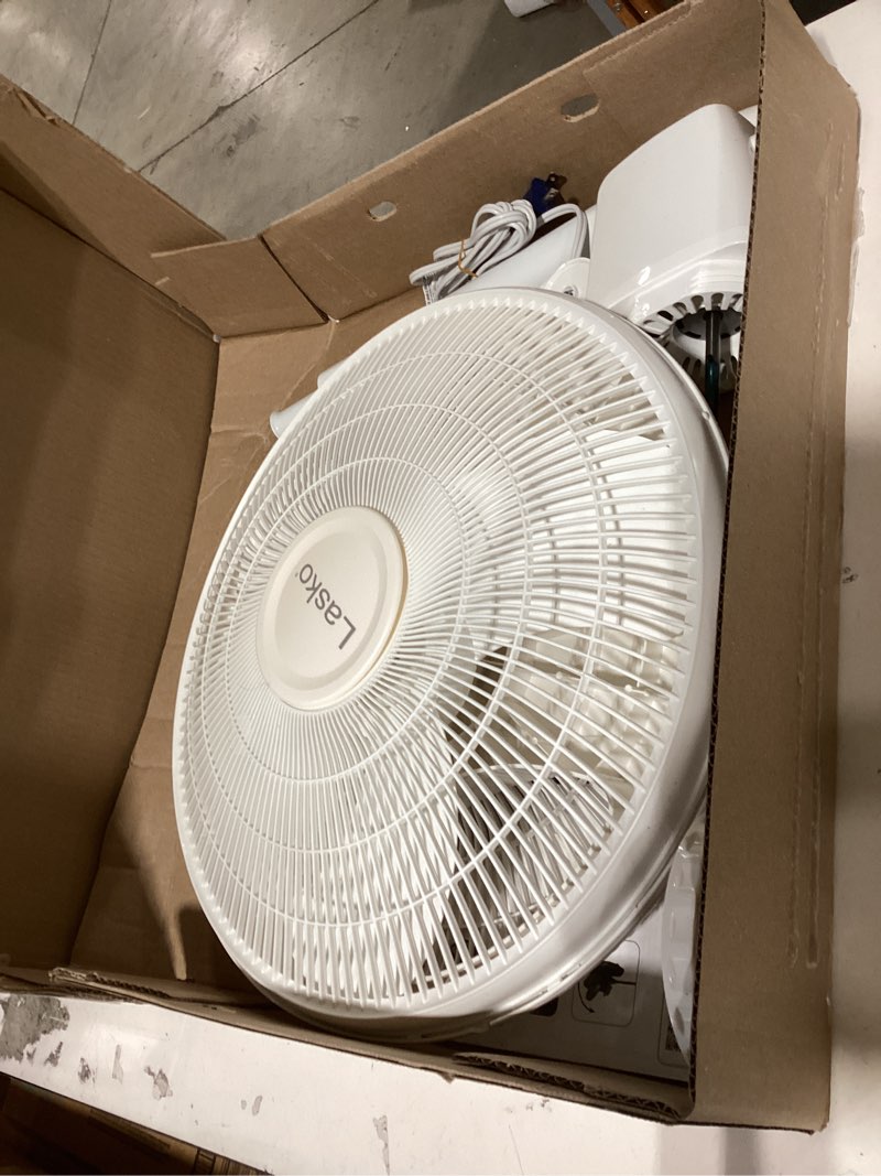 Condition photo showing As Is for lasko 2520 oscillating stand fan,white 16 inch