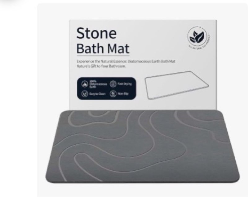 zikibl stone bath mat diatomaceous earth shower mat non-slip super absorbent diatomite stone mats fo