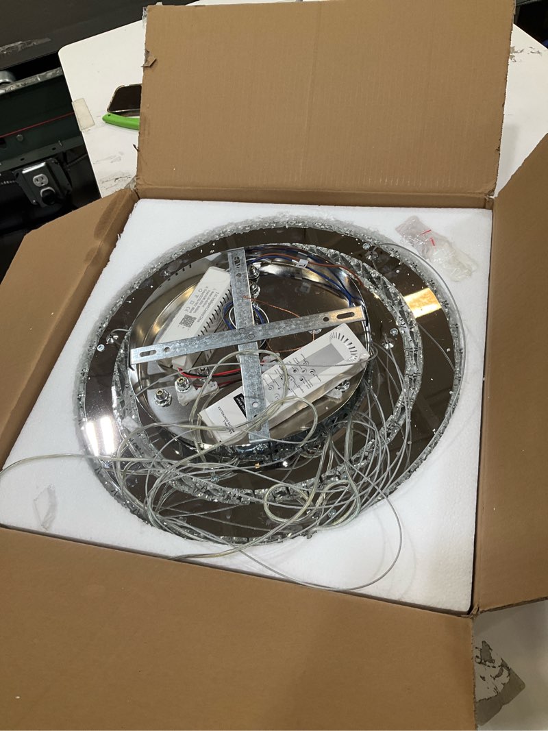 Condition photo showing Good Condition for dixun dimmable led chandeliers modern ceiling light fixture 3 rings adjustable stainless steel pendant light chandelier for bedrooms living room 3r dimmable silver