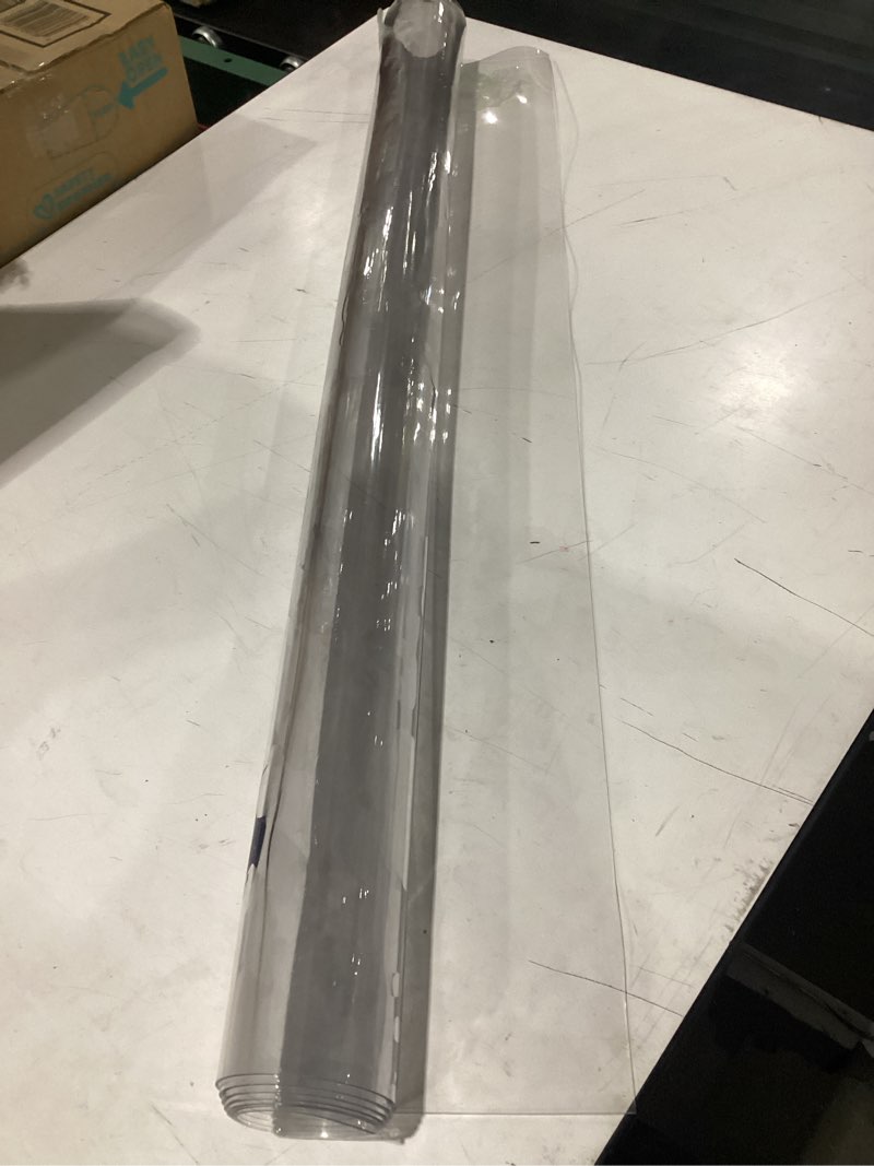 Condition photo showing As Is for etechmart clear plastic table cover protector rectangle 36 x 60'', thick waterproof transparent table protector for dining table, non-slip heat resistant clear desk mat for kitchen office desktop 1.5mm clear 36 x 60 inches