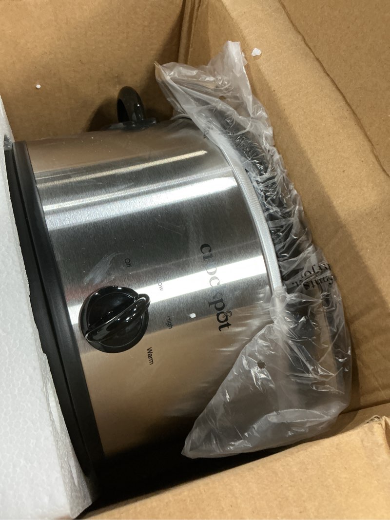 Condition photo showing As Is for crock-pot 4.5 quart manual slow cooker scr450-s silver