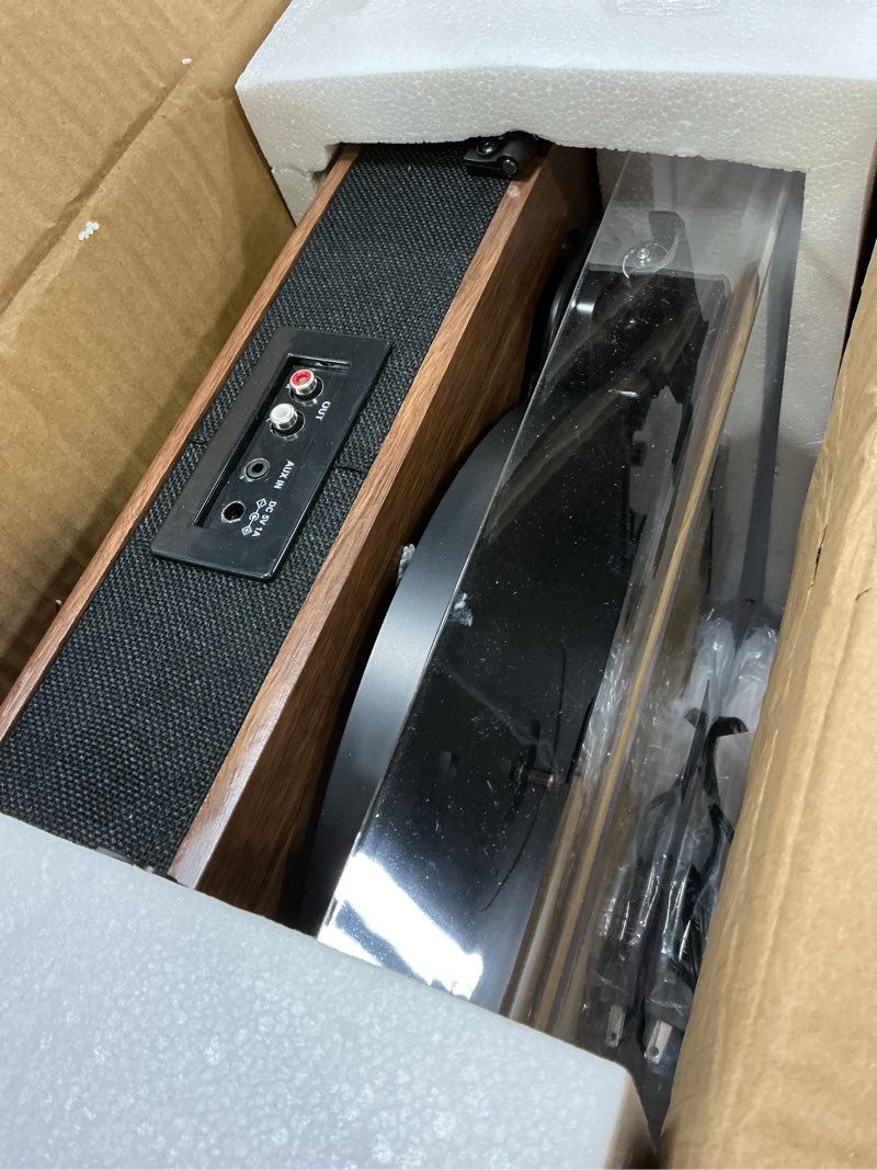 Condition photo showing Good Condition for LP&No.1 Record Player with Stereo Speakers, 3-Speed Belt-Drive Turntable for Vinyl Records with Wireless Playback and Auto-Stop,Walnut Wood