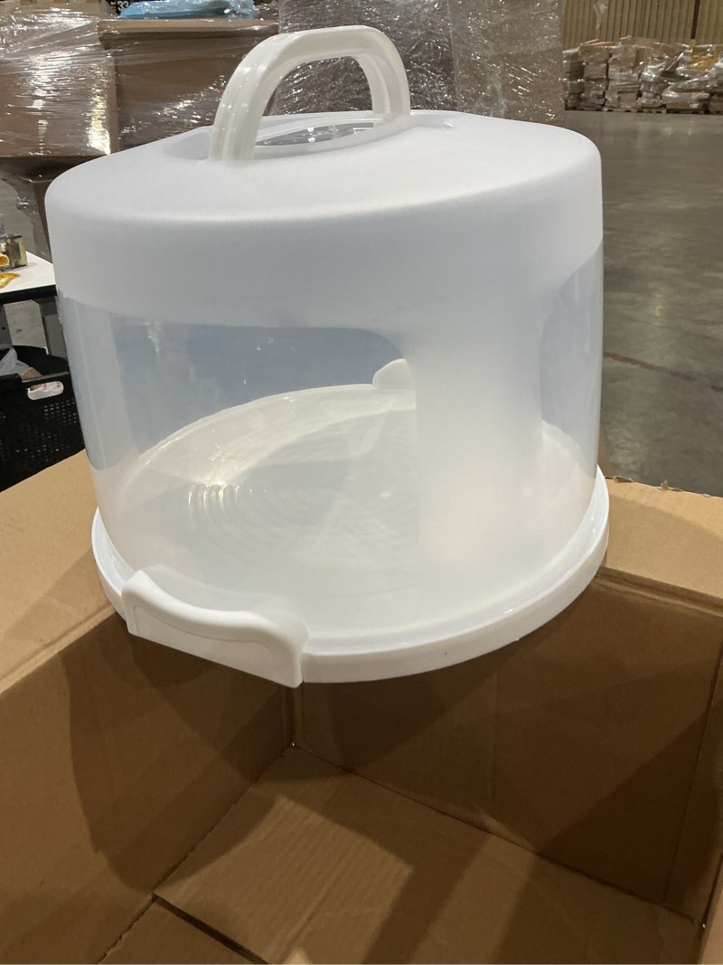 Condition photo showing Good Condition for large cake carrier with lid and handle, multipurpose cake stand with lid for 11" cake, pie, plastic cake container