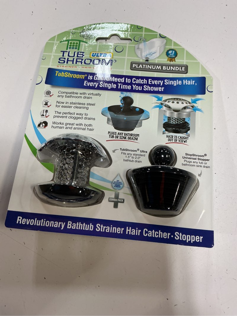 Condition photo showing New/Like New for tubshroom ultra revolutionary bath tub drain protector hair catcher/strainer/snare, stainless steel, stainless combo