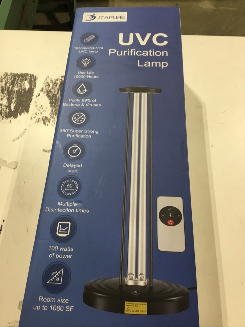 Condition photo showing New/Like New for 100W UV Light, Ultraviolet Lamp Purifier for Whole Room & House, Ozone-Free, Home Disinfection Device with 3-Gear Timer Remote Control, UVC Lights, Purification for Bathroom, Toilet, Office