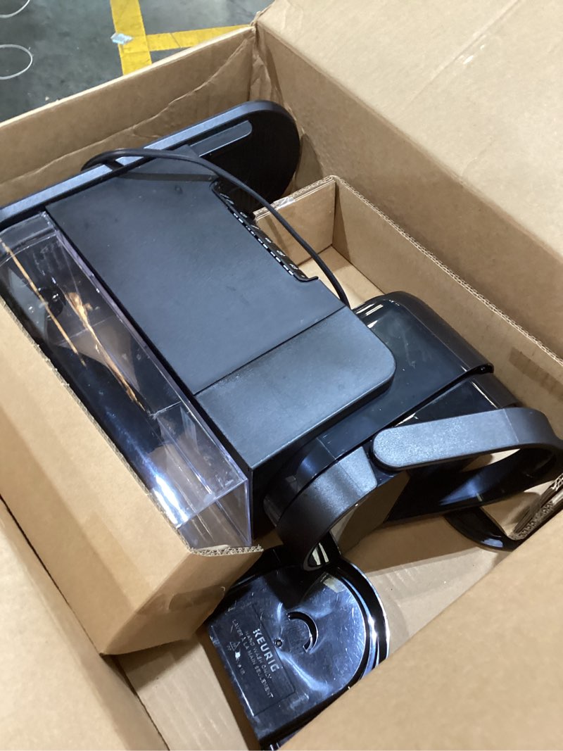 Condition photo showing As Is for keurig k-express single serve k-cup pod coffee maker, 3 brew sizes, strong button feature, 42oz removable reservoir, black