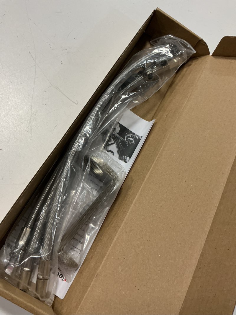 Condition photo showing New/Like New for double tires air inflation kit, tire valve extension, valve stem extenders, valve stem extension, easy connecting to tire valves and equipment and extended inflator tube for easy tire checking