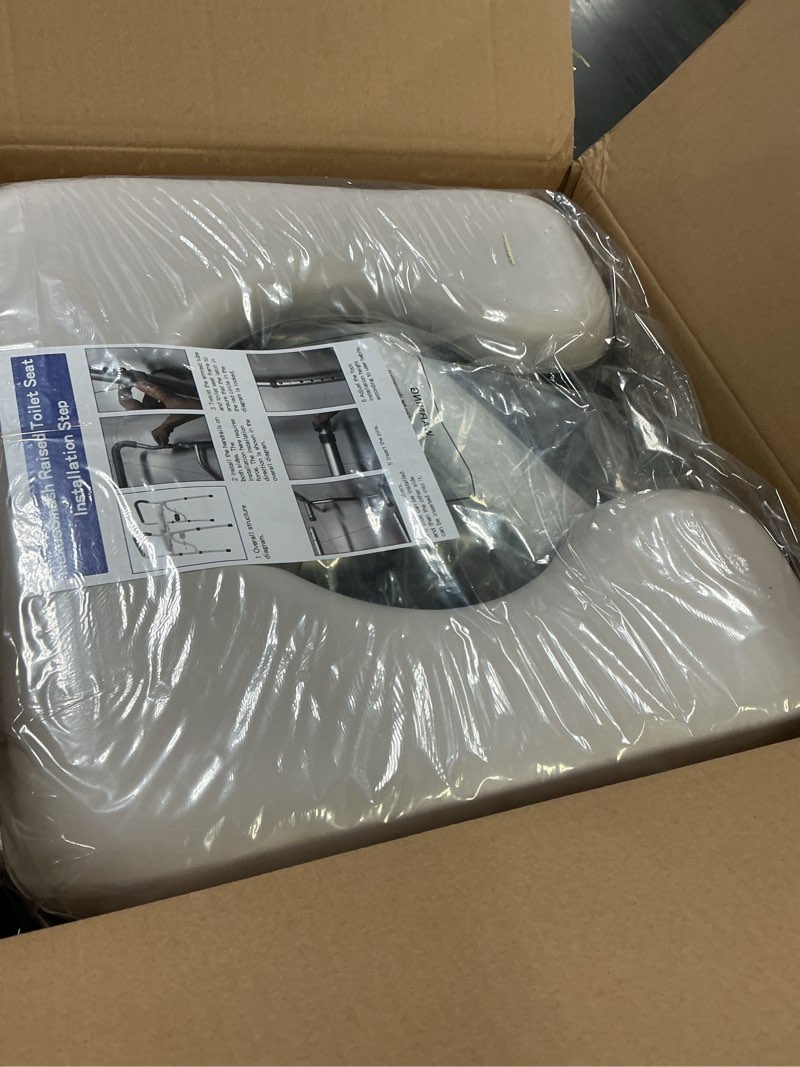 Condition photo showing New/Like New for Raised Toilet Seat with Handles for Seniors, Stable Handicap Toilet Seat, Adjustable Toilet Seat Riser with Rollover Prevention Holders for Elderly, Pregnant, Obese Up to 350lbs