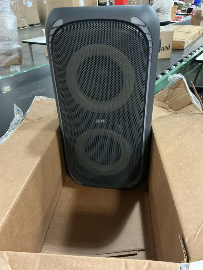 Condition photo showing As Is for onn portable bluetooth large light up speaker 100094813